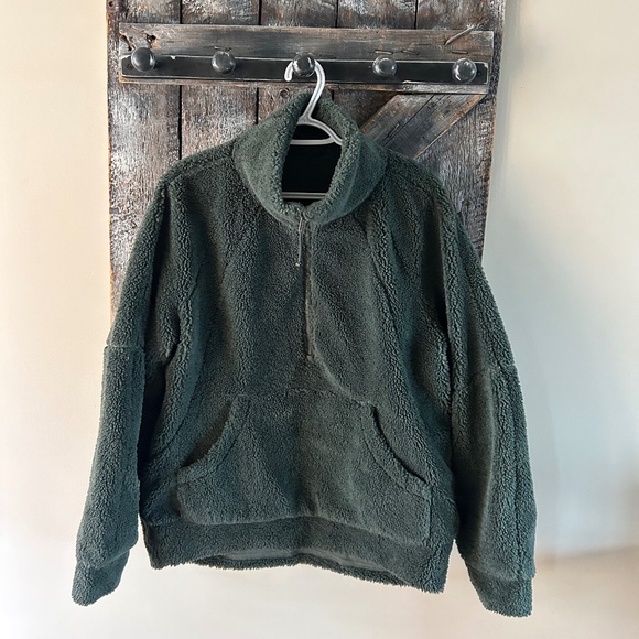 Women's Lululemon Fleece Scuba Pullover Dark Green - Picture 1 of 3